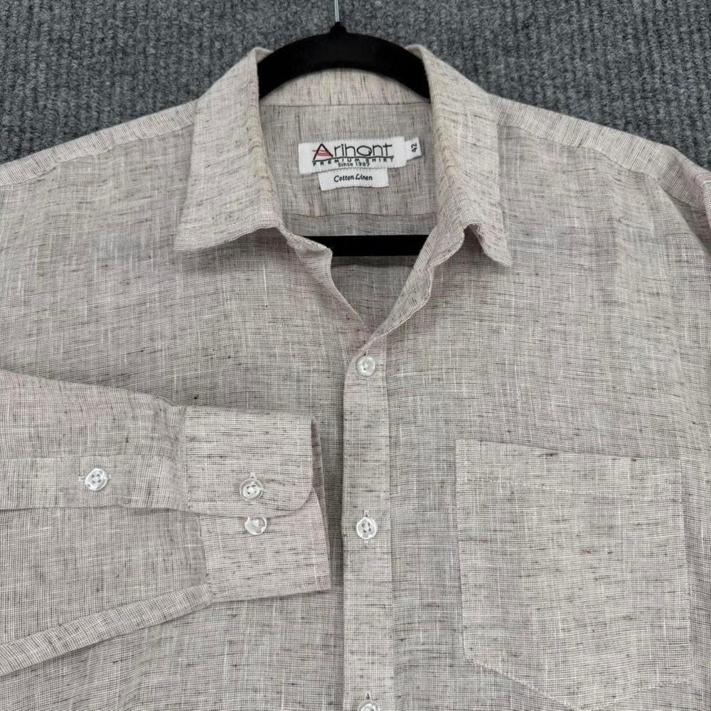 Vintage Arihant linen shirt men's large long sleeve euro summer button front 42